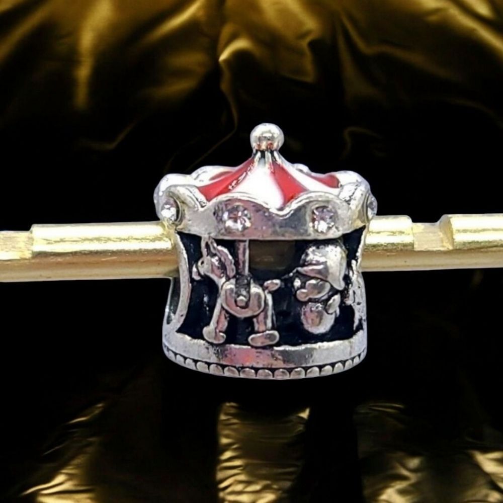 Circus Carousel Bracelet Charm Rhinestone Horse Kids Ride Carnival Festive NEW
